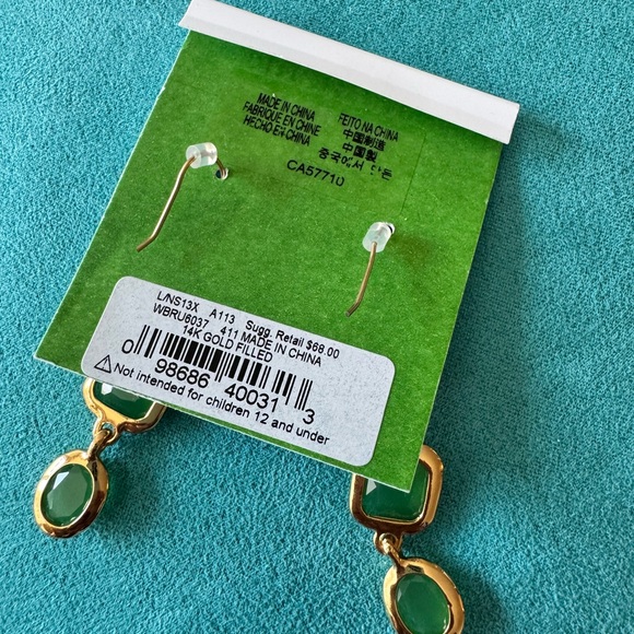 Kate Spade Emerald and Gold Drop Earrings - Picture 2 of 2